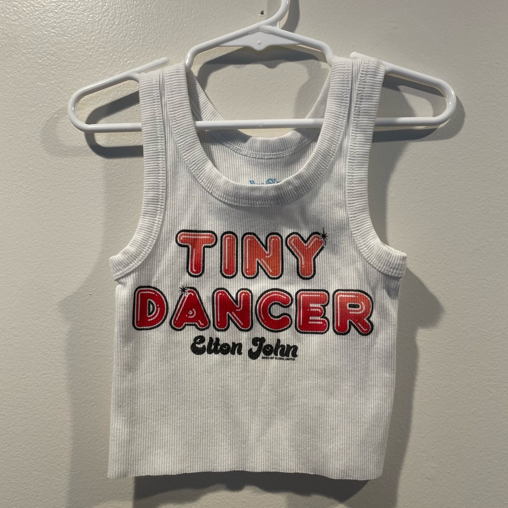 Rowdy Sprout White and Red Tiny Dancer cropped Tank